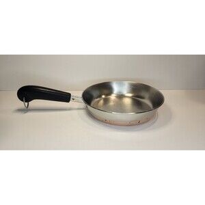 Vintage 1801 Revere Ware 8 Inch Stainless Steel Skillet Fry Pan Copper Bottom